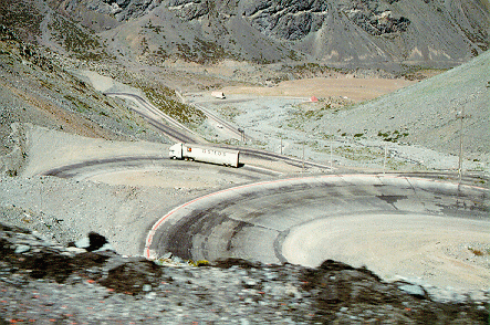 Crossing the Andes: Chile to Argentina : very steep and consists of many
hairpin bends.