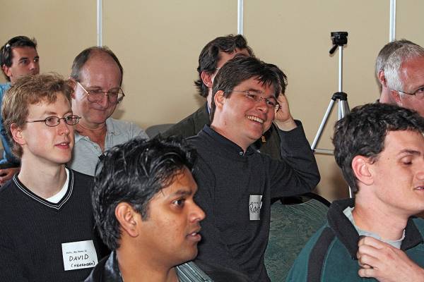 David Hearnden, Vargees Paramasamy [foreground], Rupert Lee,  | DSTC Farewell Symposium, 28 July 2005  | 