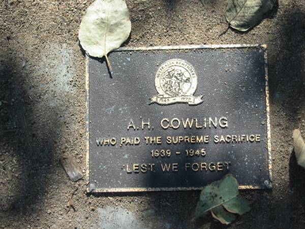 A H COWLING  | who paid the supreme sacrifice 1939 - 1945  | Canungra War Memorial  | 