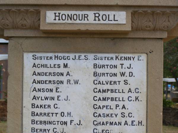 J.E.S. HOGG  | M.   ACHILLES  | A.   ANDERSON  | R.W. ANDERSON  | E.   ANSON  | E.J. AYLWIN  | G.   BAKER  | O.H. BARRETT  | F.J. BEBBINGTON  | C.J. BERRY  | T.J. BURTON  | W.D. BURTON  | S.   CALVERT  | A.G. CAMPBELL  | C.K. CAMPBELL  | P.A. CAPEL  | S.C. CASKEY  | A.E.H. CHAPMAN  | L.   CLEGG  | Greenmount War Memorial  |   | 