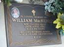 William MacKENZIE 28 Apr 2002 aged 84  Albany Creek Cemetery, Pine Rivers  