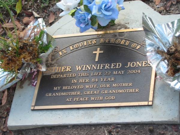 Esther Winnifred JONES  | 22 May 2004  | aged 84  |   | Albany Creek Cemetery, Pine Rivers  |   | 