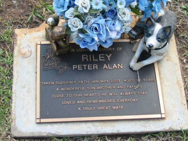 Peter Alan RILEY  | 28 Jan 2003  | aged 32  |   | Albany Creek Cemetery, Pine Rivers  |   | 