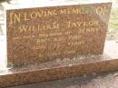 William TAYLOR, husband of Jenny, died 28 Aug 1982 aged 73 years; Appletree Creek cemetery, Isis Shire 
