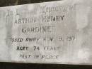 Arthur Henry GARDINER, died 9 Nov 1971 aged 74 years; Appletree Creek cemetery, Isis Shire 