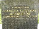 Isabella Christina HENDERSON, sister, died 9 March 1976 aged 75 years; Appletree Creek cemetery, Isis Shire 