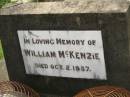 William MCKEMZIE, died 2 Oct 1937; Appletree Creek cemetery, Isis Shire 