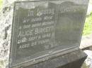 Alice BIRKETT, wife mother, died 6 Sept 1942 aged 25 years; Appletree Creek cemetery, Isis Shire 