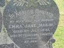 George William MAKIN, husband father, died 23 Jan 1958 aged 71 years; Emma Jane MAKIN, wife mother, died 8 July 1947 aged 60 years 6 months; Dick TREVOR, cousin, died 30 July 1959 aged 75 years; Joyce (Nookie) Valmai MEIER, died 2 July 1985 aged 63 years; Alfred MAKIN, father, died 15 Feb 1989 aged 71 years; Appletree Creek cemetery, Isis Shire 