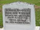 Eliza Jane MCLENNAN, died 17 July 1948 aged 71 years; Henry George, husband, died 12 June 1957 aged 83 years; Appletree Creek cemetery, Isis Shire 