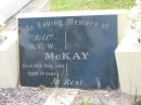 D.C.W. (Bill) MCKAY, died 10 Feb 1963 aged 58 years; Appletree Creek cemetery, Isis Shire 