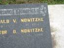 
Donald V. NOWITZKE,
9-10-1936 - 5-10-1951;
Victor O. NOWITZKE,
25-5-1906 - 14-6-1980;
Appletree Creek cemetery, Isis Shire
