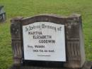 Martha Elizabeth GOODWIN (nee WILDASH), died 28 Feb 1945; Appletree Creek cemetery, Isis Shire 