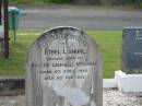 Ethel Lismore, wife of Robert Campbell MCBURNEY, born 6 April 1883, died 5 Feb 1928; Appletree Creek cemetery, Isis Shire 