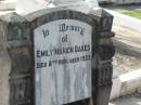 
Emily Marion OAKES,
died 8 Nov 1933;
Appletree Creek cemetery, Isis Shire
