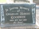 
Charles Hubert GOODWIN,
died 12 Sept 1957;
Appletree Creek cemetery, Isis Shire
