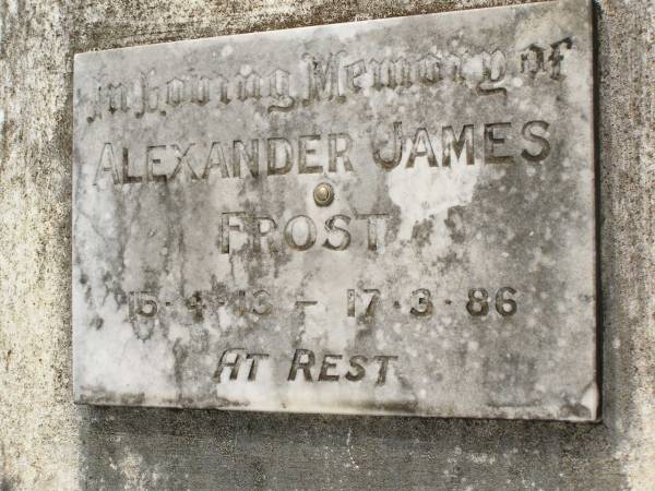 Alexander James FROST,  | 15-4-13 - 17-3-86;  | Appletree Creek cemetery, Isis Shire  | 