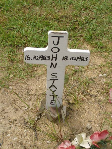 John STAYTE,  | 16-10-1983 - 18-10-1983;  | Appletree Creek cemetery, Isis Shire  | 