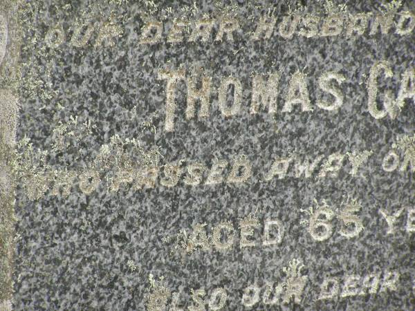 Thomas GAYDON,  | husband father,  | died 14 Feb 1935 aged 65 years;  | Mary GAYDON,  | mother,  | died 16 Aug 1947 aged 72 years;  | Appletree Creek cemetery, Isis Shire  | 