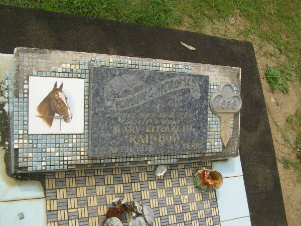 Mary Elizabeth RAINBOW,  | daughter sister aunt,  | died 1 April 1976 aged 45 years;  | Appletree Creek cemetery, Isis Shire  | 