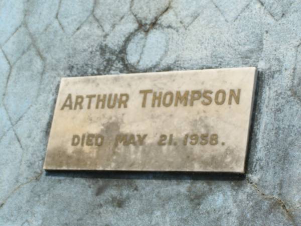 Arthur THOMPSON,  | died 21 May 1958;  | Appletree Creek cemetery, Isis Shire  | 