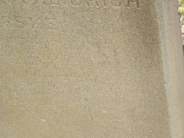 Christian Freidrich PERSKE,  | died 28 Nov 1897 aged 25 years;  | Appletree Creek cemetery, Isis Shire  | 