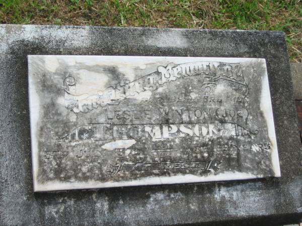 Leslie Winton (Joe) THOMPSON,  | died 8 July 1975 aged 69 years;  | Appletree Creek cemetery, Isis Shire  | 
