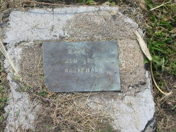 Enid RACKEMANN,  | baby  | died 12-2-1923?;  | Appletree Creek cemetery, Isis Shire  | 