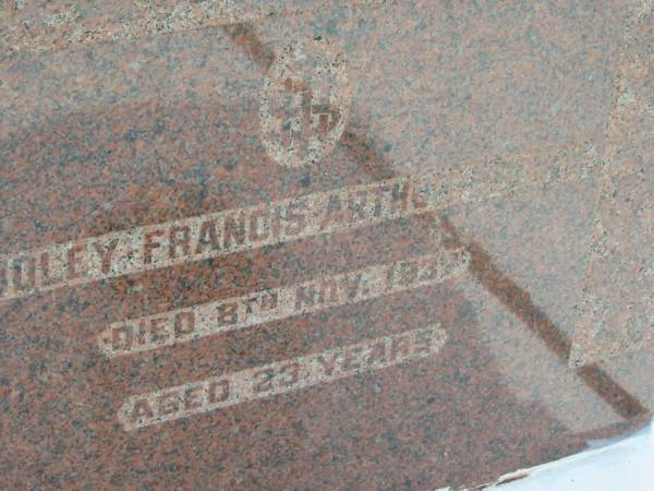Dudley Francis Arthur BROWN,  | died 8 Nov 1937 aged 23 years;  | Appletree Creek cemetery, Isis Shire  | 