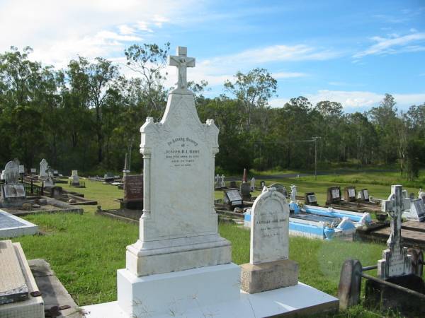Joseph D.L. HAWE,  | died 28 April 1926 aged 24 years;  | Bridget HAWE,  | died 12 Dec 1931;  | Mary Elizabeth MCCABE,  | died 1 March 1933;  | John HAWE,  | died 3 Sept 1952;  | Kathleen Jane HAWE,  | died 30 May 1912 aged 6 years;  | Appletree Creek cemetery, Isis Shire  | 