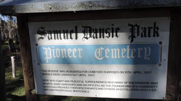 Atherton Pioneer Cemetery (Samuel Dansie Park)  |   | 