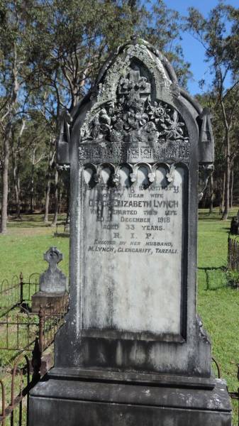 Grace Elizabeth LYNCH  | d: 20 Dec 1918 aged 33  | wife of M. LYNCH, Glengariff, Tarzali  |   | Atherton Pioneer Cemetery (Samuel Dansie Park)  |   |   | 