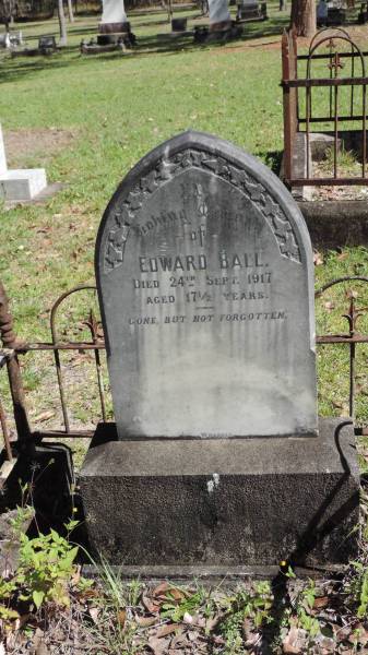 Edward BALL  | d: 24 Sep 1917 aged 17 1/2  |   | Atherton Pioneer Cemetery (Samuel Dansie Park)  |   |   | 