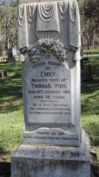 Emily PINK  | d: 31 Jan 1921 aged 58  | wife of Thomas PINK  |   | Stephen POLETTI  | b: Lombardy, Italy 1867  | d: 1913  |   | Atherton Pioneer Cemetery (Samuel Dansie Park)  |   |   | 