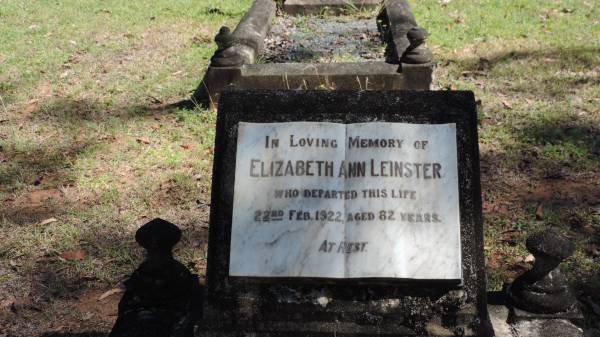 Elizabeth Ann LEINSTER  | d: 22 Feb 1922 aged 82  |   | Atherton Pioneer Cemetery (Samuel Dansie Park)  |   |   | 