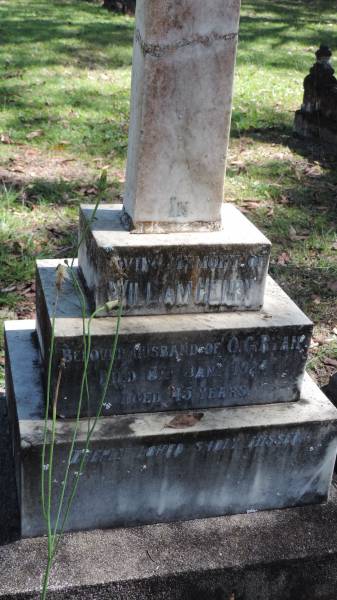 William Henry RYAN  | d: 8 Jan 1924 aged 45  | husband of O.G. RYAN  |   | Atherton Pioneer Cemetery (Samuel Dansie Park)  |   |   |   | 