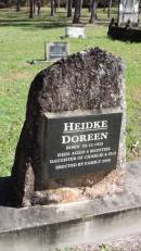 
Doreen HEIDKE
b: 26 Dec 1933
d: aged 4 mo
daughter of Charlie and Flo HEIDKE

Atherton Pioneer Cemetery (Samuel Dansie Park)

