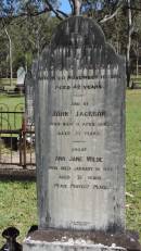 
Thomas JACKSON
d: 16 Nov 1884 aged 42

John JACKSON
d:11 Apr 1893 aged 53

Ann Jane WILDE
d: 19 Jan 1924 aged 75

Atherton Pioneer Cemetery (Samuel Dansie Park)


