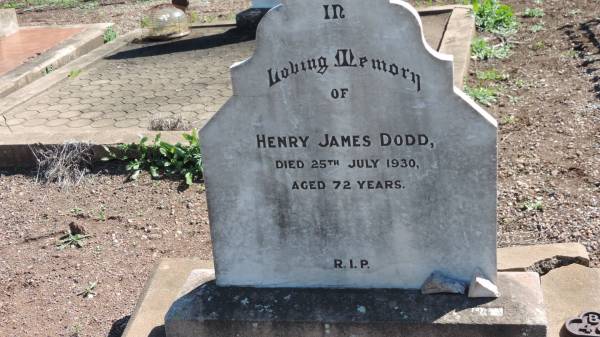 Henry James DODD  | d: 25 Jul 1930 aged 72  |   | Aubigny Catholic Cemetery, Jondaryan  |   | 