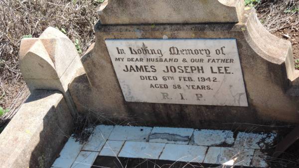 James Joseph LEE  | d: 6 Feb 1942 aged 58  |   | Aubigny Catholic Cemetery, Jondaryan  |   | 
