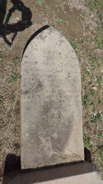Daniel LYONS  | b: 8 Mar 1880  | d: 18 Dec 1882  |   | Mary LYONS  | b: 25 May 1887  | d: 9 June 1887  |   | Banana Cemetery, Banana Shire  |   | 