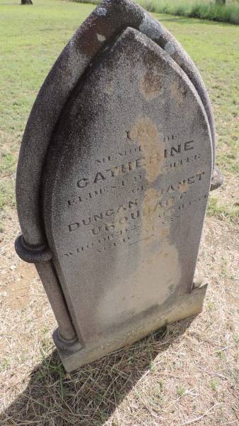 Catherine URQUHART  | d: 22 April 1924 aged 8  | eldest daughter of Duncan and Janet URQUHART  |   | Banana Cemetery, Banana Shire  |   | 