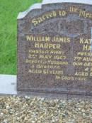 
William James HARPER,
husband brother,
died 2 May 1967 aged 61 years;
Kate May HARPER,
sister aunt,
died 7 Aug 1991 aged 83 years;
Barney View Uniting cemetery, Beaudesert Shire
