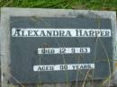 
Alexandra HARPER,
died 12-9-83 aged 80 years;
Barney View Uniting cemetery, Beaudesert Shire

