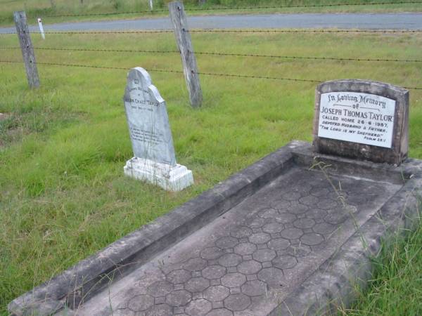 Joseph Thomas TAYLOR,  | husband father,  | died 26-6-1957;  | Barney View Uniting cemetery, Beaudesert Shire  | 