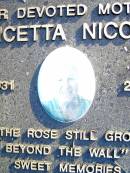 
Concetta NICOLOSI, mother,
3-4-1931 - 29-11-2005;
Beerwah Cemetery, City of Caloundra
