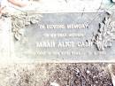 
John Edward CASH,
died 15 Dec 1968 aged 79 years;
Sarah Alice CASH, mother,
died 15-8-1990 in 92nd year;
Beerwah Cemetery, City of Caloundra
