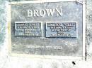 
Leonard Stanley BROWN,
3-9-1916 - 5-9-1983,
husband of Esme,
father of Susan;
Esme Rose "Willie" BROWN,
19-1-1924 - 9-1-1997,
wife of Stan,
mother of Susan;
Beerwah Cemetery, City of Caloundra
