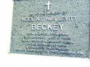 
Noel Arthur Levitt BECKEY,
born 3-11-1929 Toowoomba,
died 20-2-1997 aged 67 years,
husband of Gloria,
father of David & Karen, grandad;
Gloria BECKEY,
born 12-6-1933 Logan,
died 4-10-1999 aged 66 years,
mother of David & Karen, grandma;
Beerwah Cemetery, City of Caloundra
