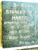 Stanley N. HARTIG, died 12-8-1997 aged 81 years; Beerwah Cemetery, City of Caloundra 